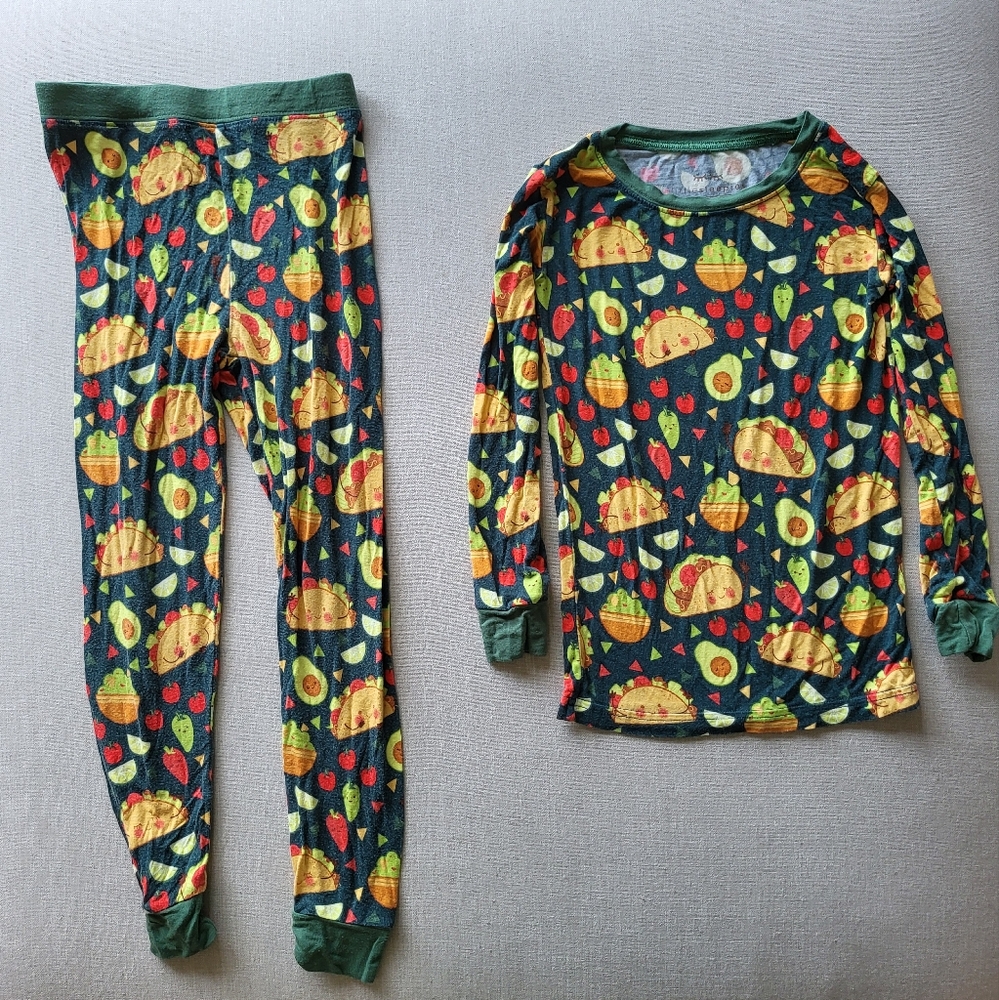 Lil Sleepies Long Sleeve Jammies, Taco & Guacamole Print, Size 4T